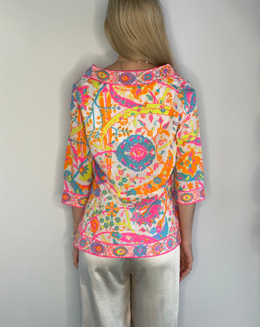 NEON PAISLEY TUNIC TOP