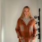 ORANGE PLAID SWEATER COAT
