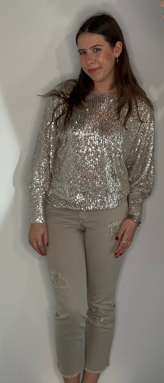 SEQUIN LONG SLEEVE TEE