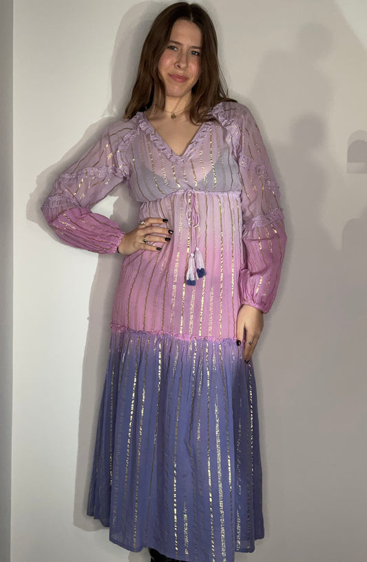 LILAC BOHO METALLIC LONG DRESS