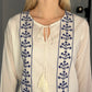 EMBROIDERED TIE NECK BLOUSE