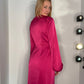 SILKY PLEATED WRAP DRESS