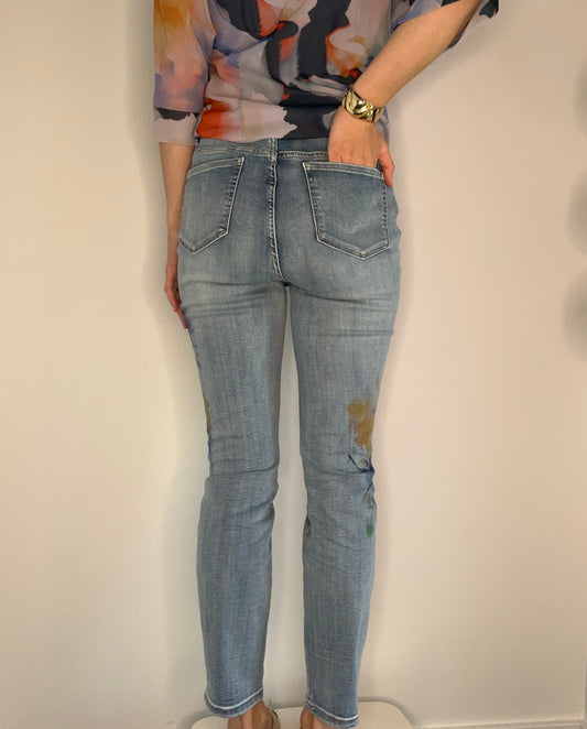 BELTED WATERCOLOR BELTED DENIM JEAN