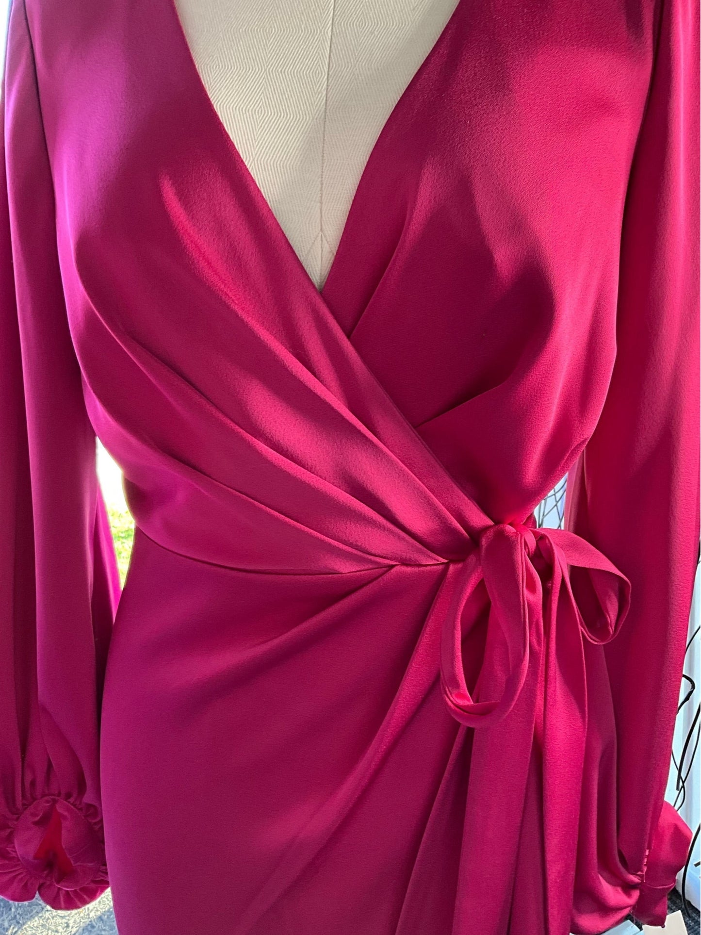 SILKY PLEATED WRAP DRESS