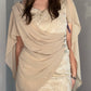 GOLD BROCADE ILLUSION WRAP DRESS