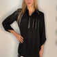 ZIP UP STRIPED WOVEN TOP