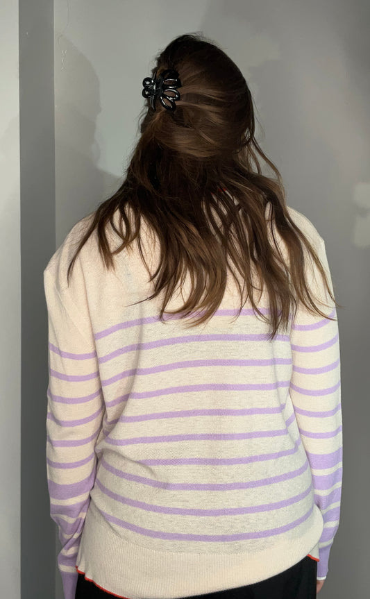 LILAC SPORTY STRIPE SWEATER