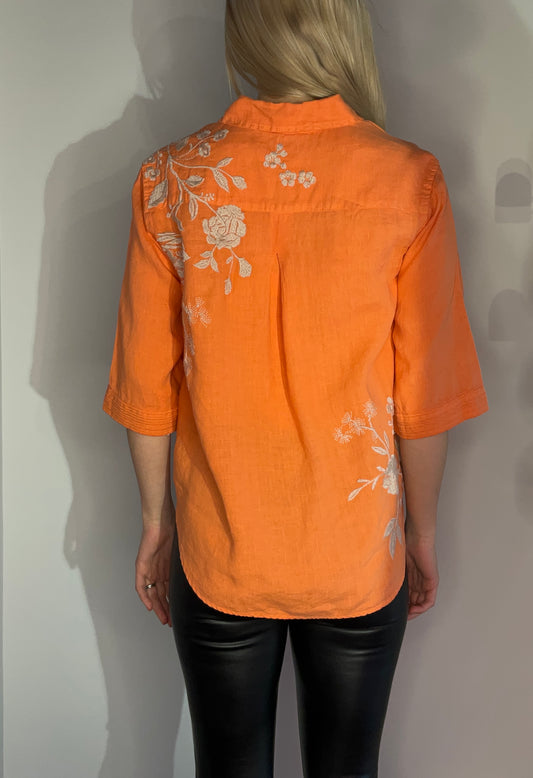 ORANGE CREAMSICKLE LINEN TOP