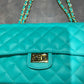 TIFFANY BLUE QUILTED LEATHER HANDBAG